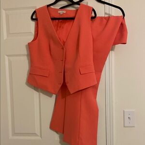 Coral Sleeveless Vest and Skirt Set